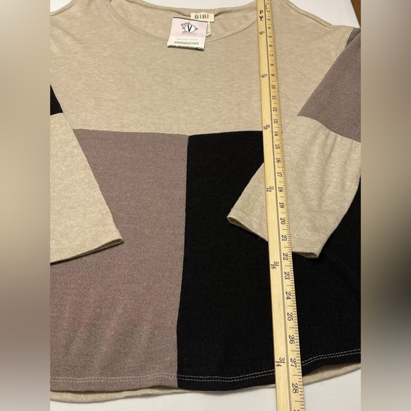 BiBi Womens Sweater Color Block Size Large Soft Office Lightweight Casual NWT - Picture 8 of 9